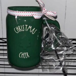Rae Dunn Green Christmas Cheer Mug with Cookie Cutter